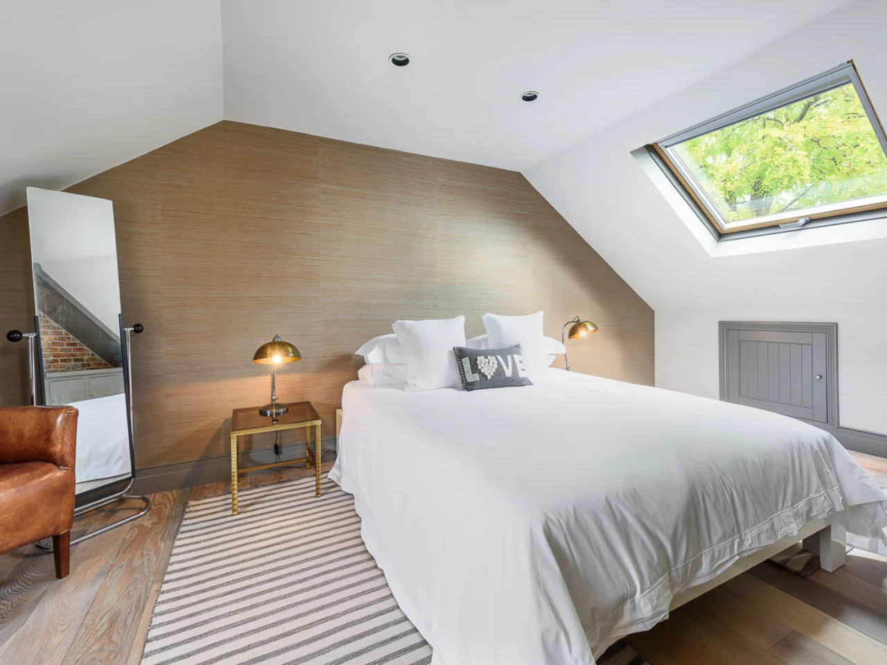 Guest bedroom created in a converted loft