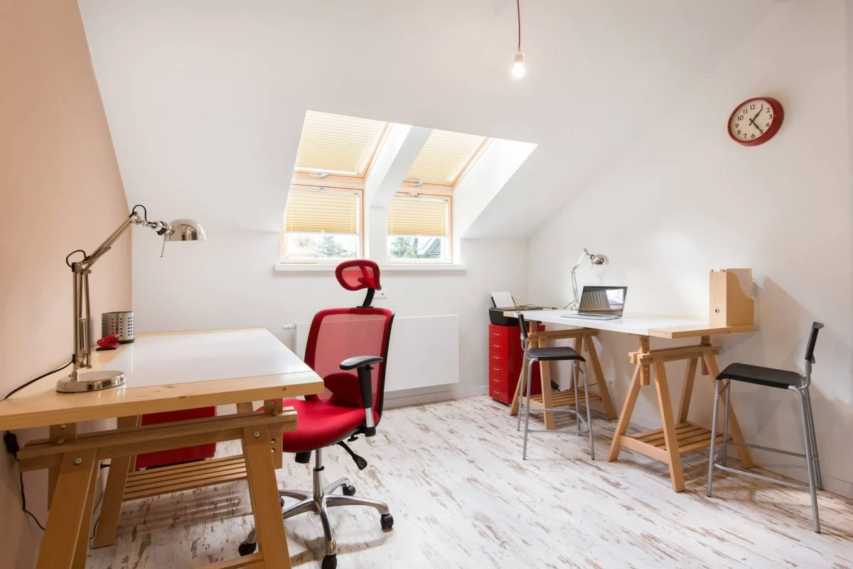 Converted loft used as a home office in a Clapham property by AXE Construction