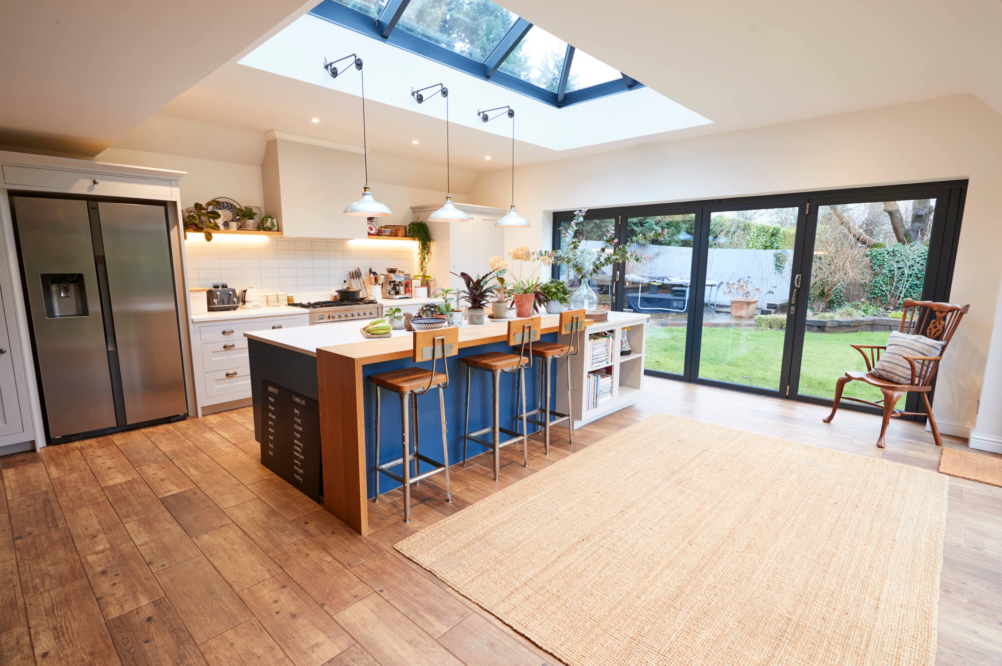 Open-plan kitchen created by a rear extension