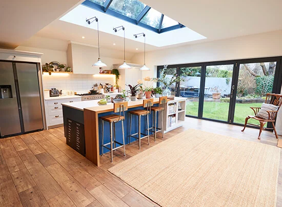 Open-plan living space — the kind of room a basement conversion creates