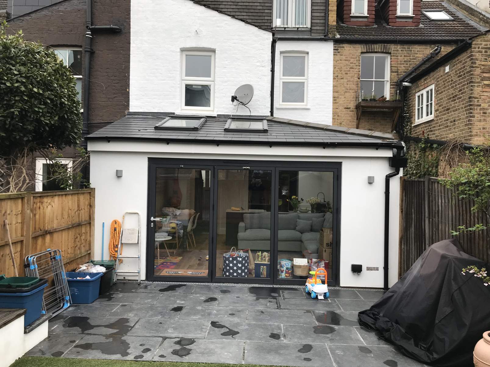 Rear single-storey house extension after completion