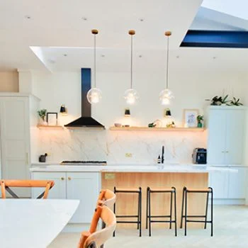 Open plan kitchen extension with bifold doors